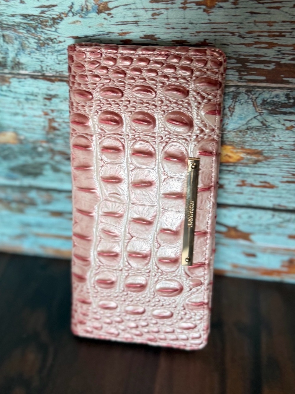 Brahmin Ady Wallet Pink icing Assorted Genuine Leather gorgeous NWT HTF FIRM